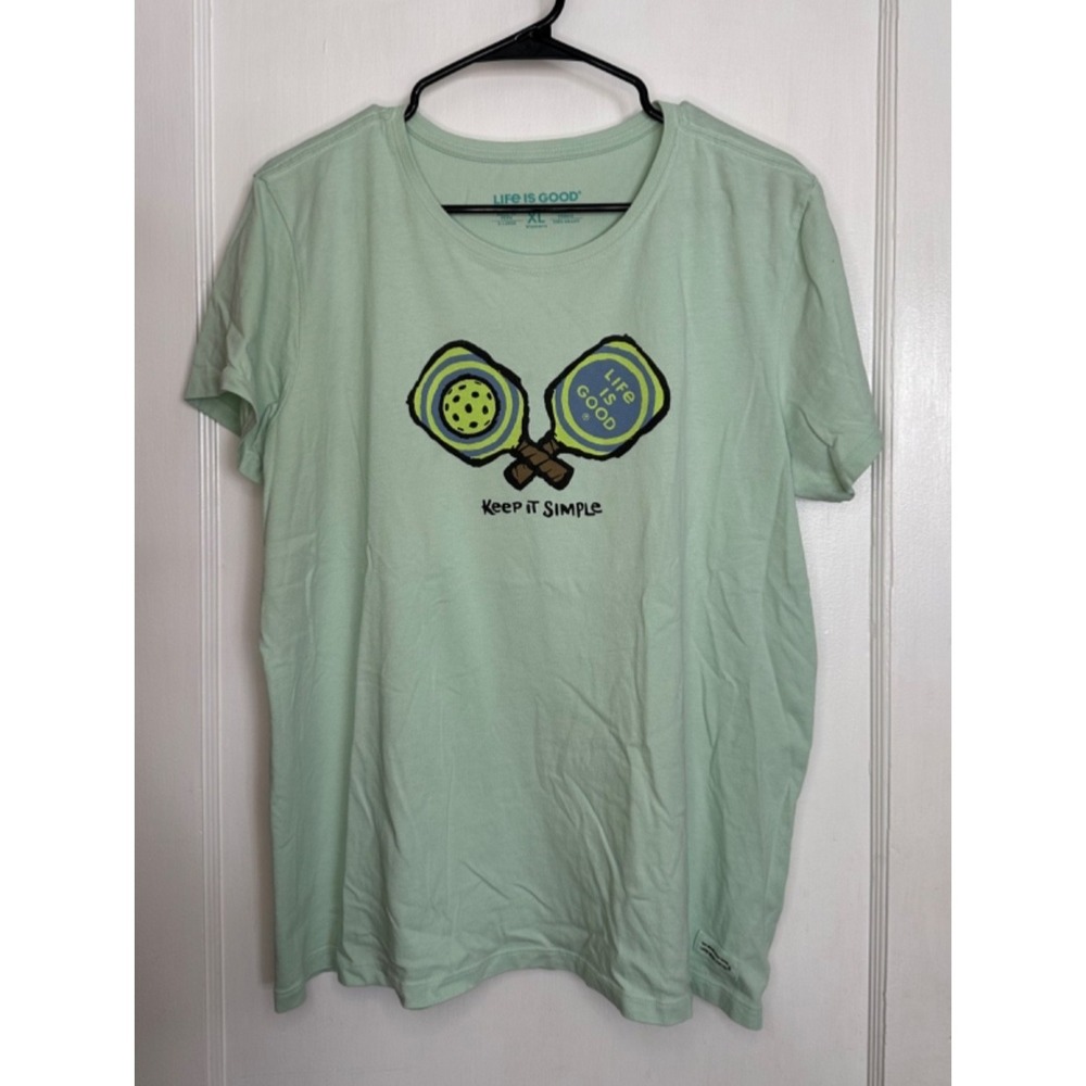Life Is Good Size XL Green Pickleball Crusher Tee T-Shirt Keep It Simple